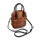 YAAGLE Vintage Contrast Color Tanned Leather Smile Face Tote YG9101 - YAAGLE.com