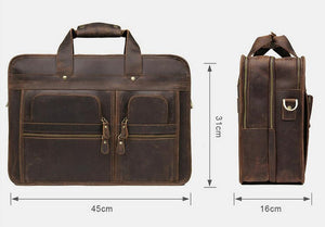 YAAGLE Multi-pockets Crazy Horse Leather Briefcase Handbag for Men YG7387 - YAAGLE.com