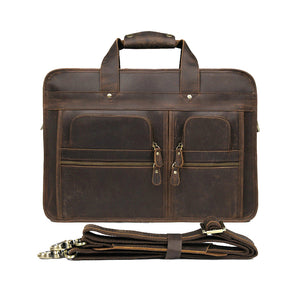 YAAGLE Multi-pockets Crazy Horse Leather Briefcase Handbag for Men YG7387 - YAAGLE.com