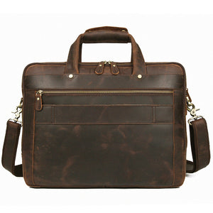 YAAGLE Men's Real Leather Zipper Business Laptop Handbag YG7388R - YAAGLE.com