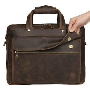 YAAGLE Men's Real Leather Zipper Business Laptop Handbag YG7388R - YAAGLE.com